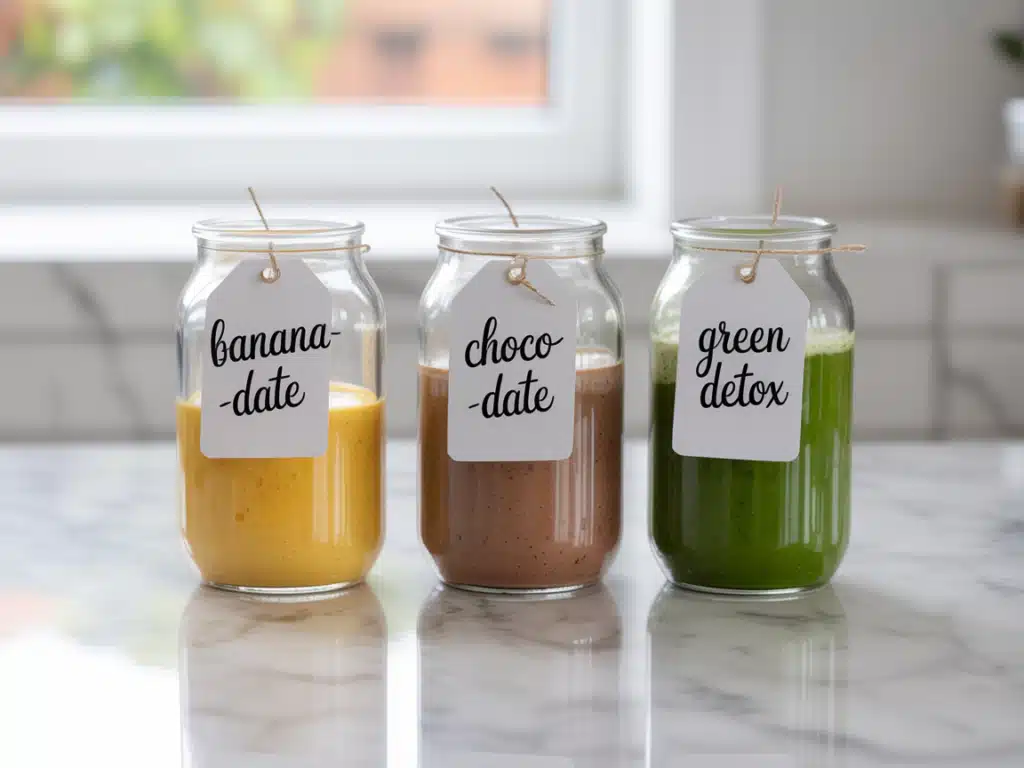 Smoothies with Medjool Dates: The Ultimate Guide to Creamy, Naturally Sweet Sips 7 Smoothie jars made with Medjool dates