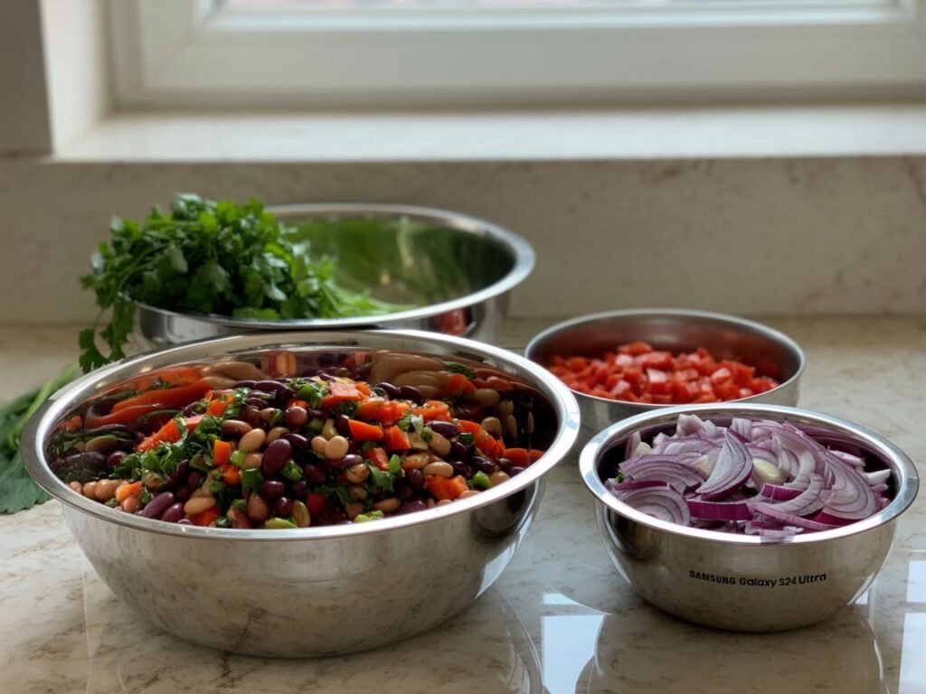 Steak Chimichurri Dense Bean Salad Recipe – The Best Combo! 6 dense bean salad ingredients prep