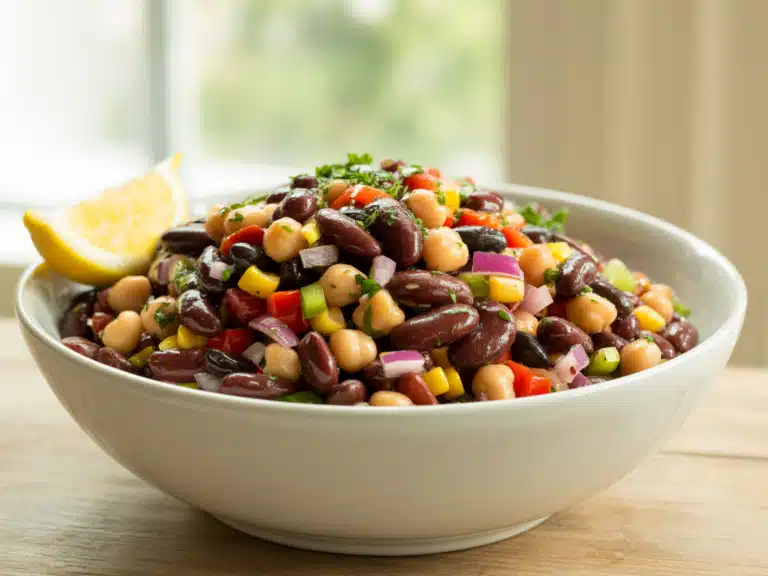 High Protein Dense Bean Salad – The Best Bold & Healthy Recipe (2025) 6 high protein dense bean salad in white bowl