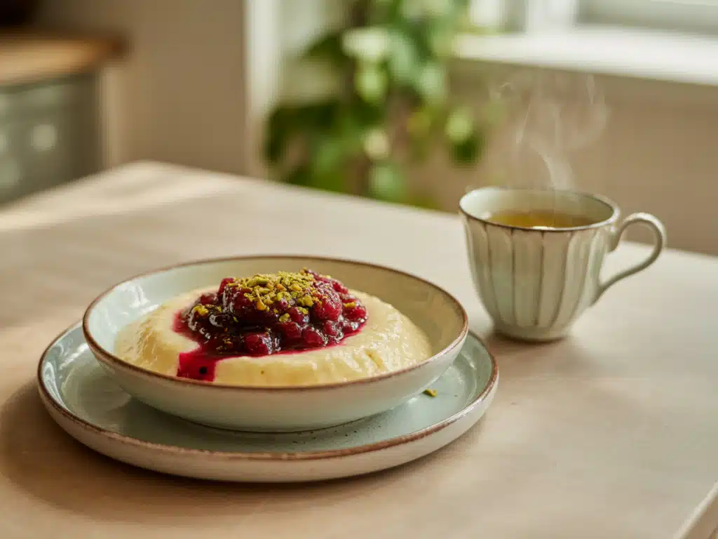 Semolina Pudding Recipes – The Best Classic & Creative Sweet Ideas 8 served semolina pudding with toppings and tea