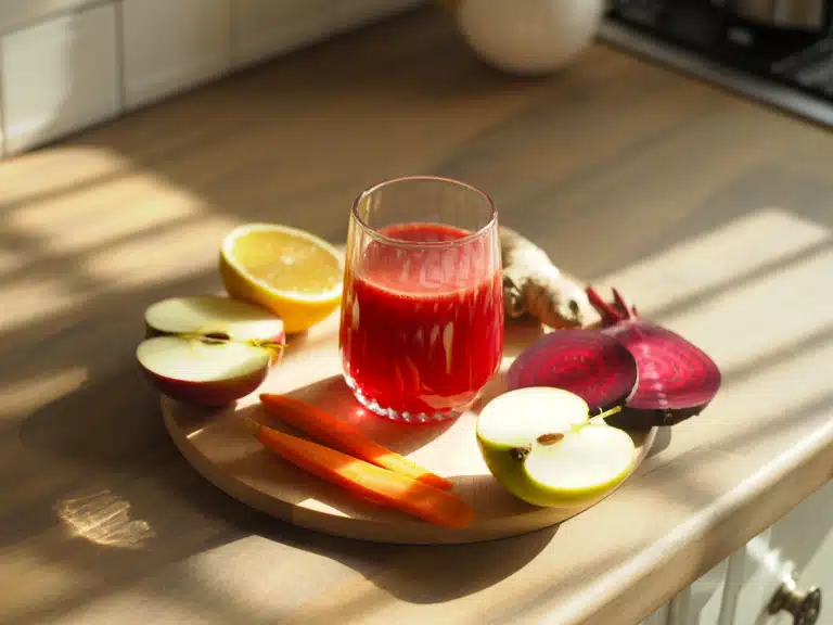 ABC Fruit Juice – The Best 5 Benefits & How to Make It at Home 7 Fresh ABC fruit juice made with apple, beetroot, and carrot