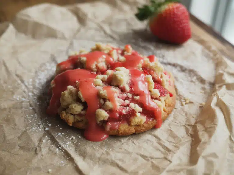 Crumbl Strawberry Crumb Cake Cookie – Best Ever Copycat Recipe! 6 crumbl strawberry crumb cake cookie close-up