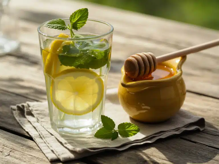 Lemon Balm Recipe – The Best 5-Minute Herbal Drink for Wellness 6 Chilled lemon balm recipe drink with lemon and honey