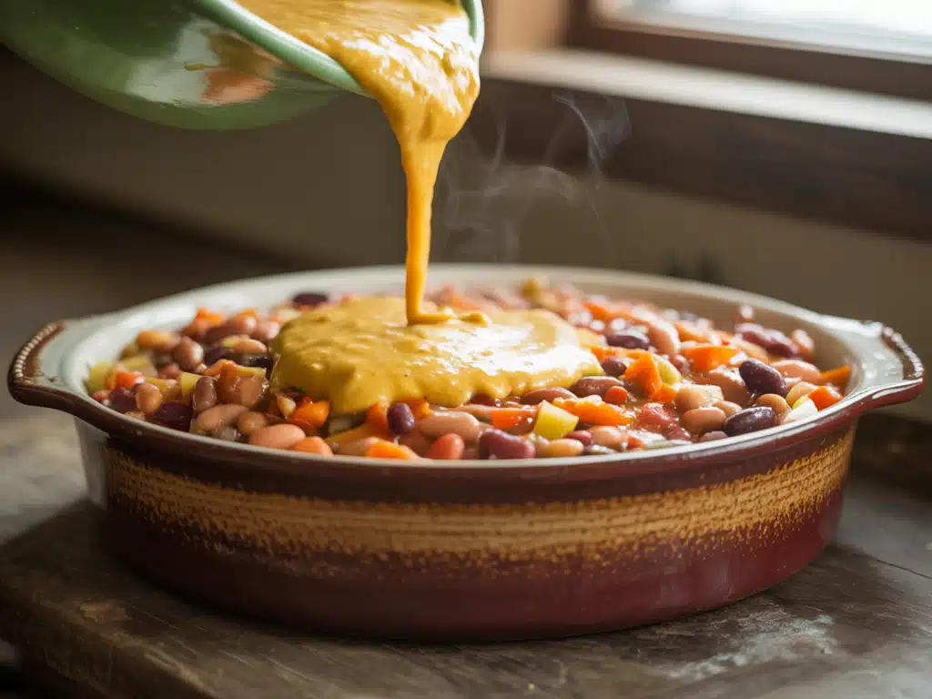 Mexican Vegetarian Cheese Jiffy Corn Bread Casserole – The Best Hearty Bake 7 layering mexican vegetarian cheese jiffy casserole