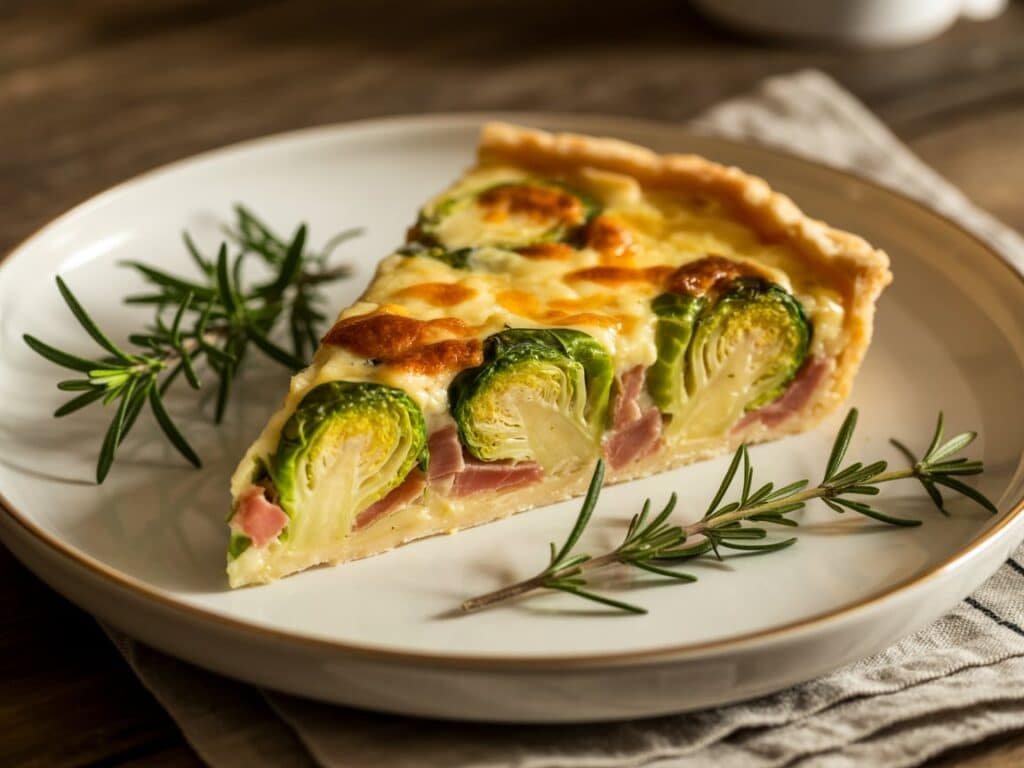 Brussel Sprouts and Ham Quiche – The Ultimate Savory Delight for Any Meal 8 sliced brussel sprouts and ham quiche