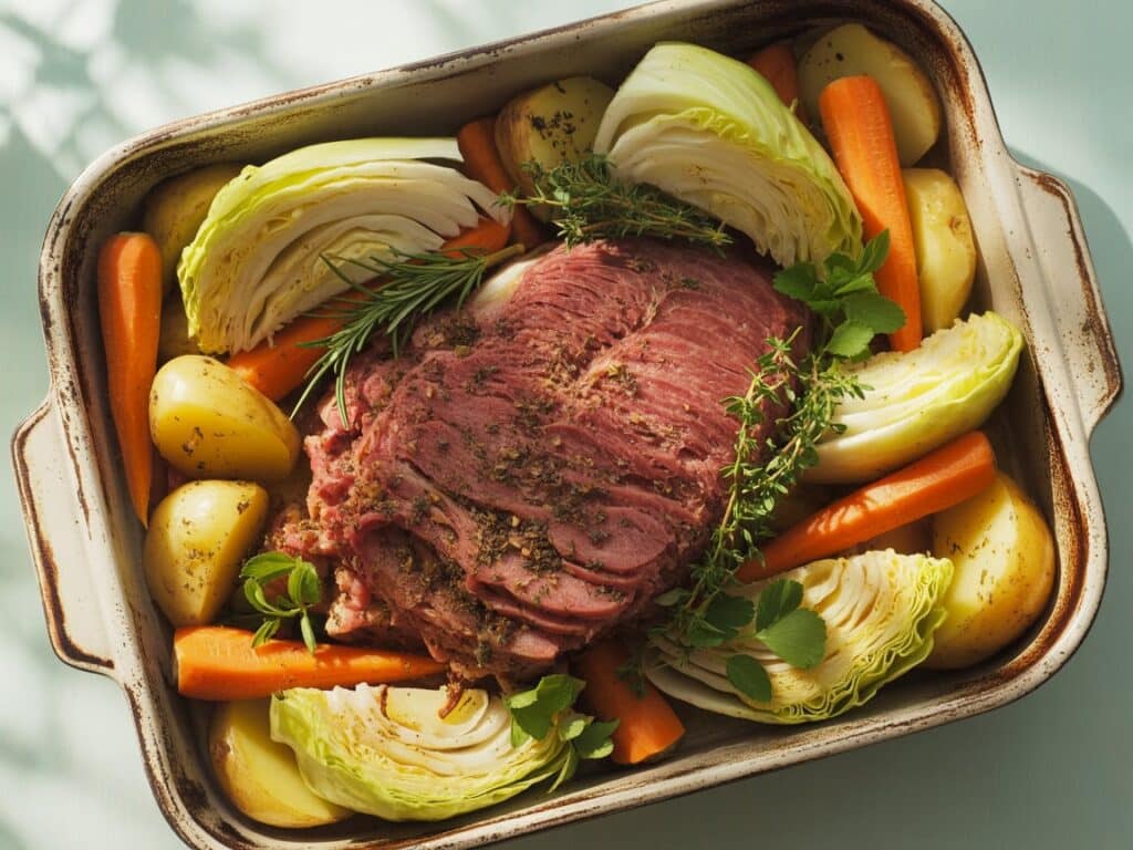 Baked Corned Beef Cabbage: The Ultimate Oven-Roasted Comfort Dish 3 roasted cabbage carrots potatoes with corned beef