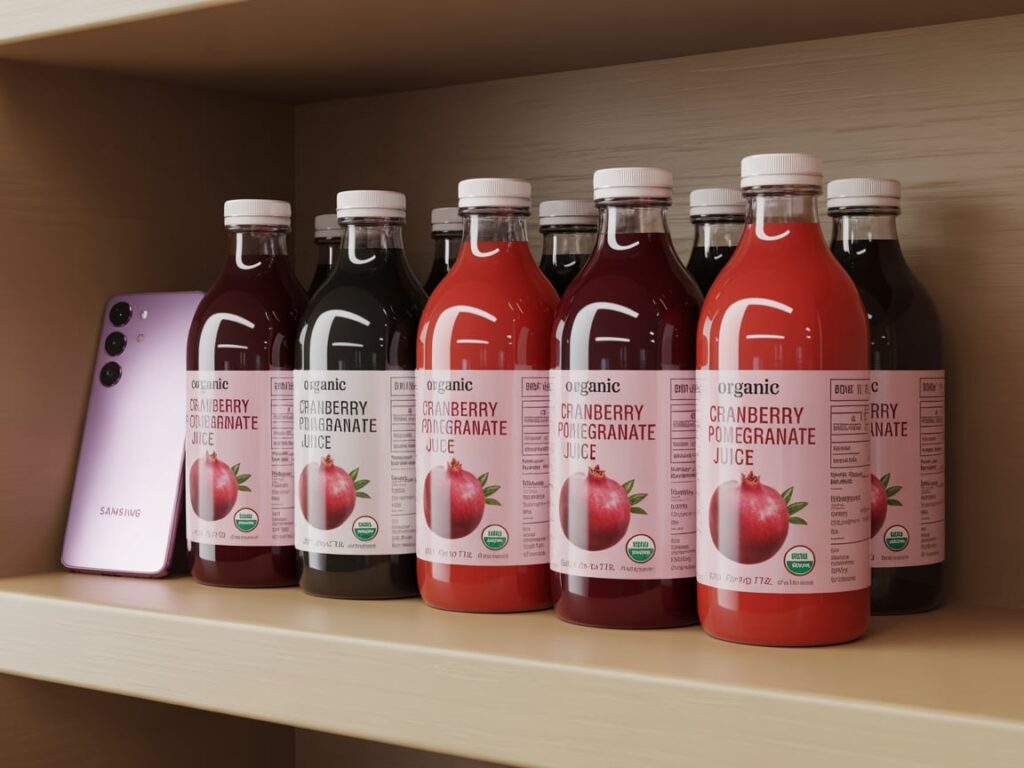 Cranberry Pomegranate Juice – Benefits, Recipes & Side Effects 7 bottles of cranberry pomegranate juice in store