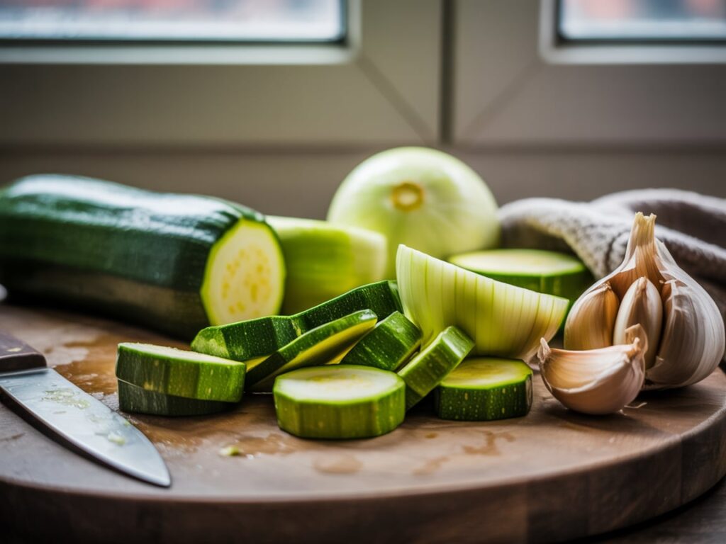 Meghan Markle Pasta Recipe – The Creamy Pasta Everyone’s Talking About 5 zucchini and onion prep for meghan markle pasta recipe