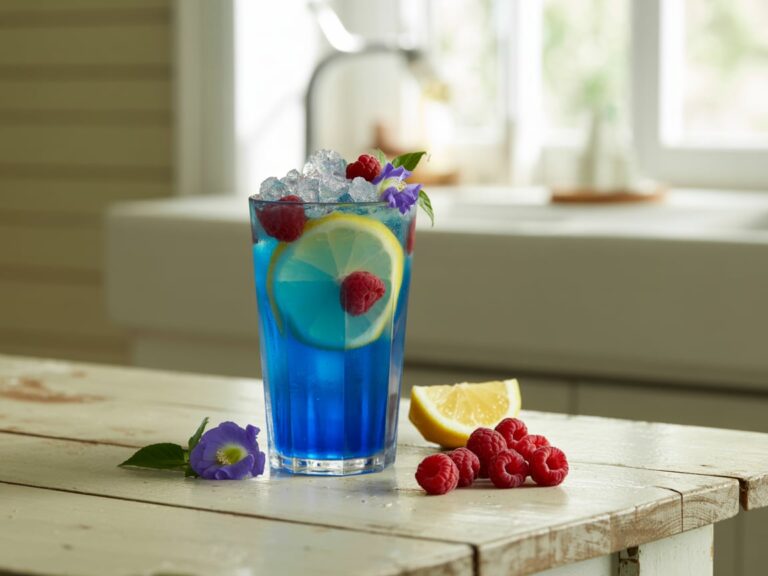 Blue Raspberry Lemonade – The Best 9-Part Guide to This Refreshing Summer Classic 6 blue raspberry lemonade with fresh lemon and raspberry close-up