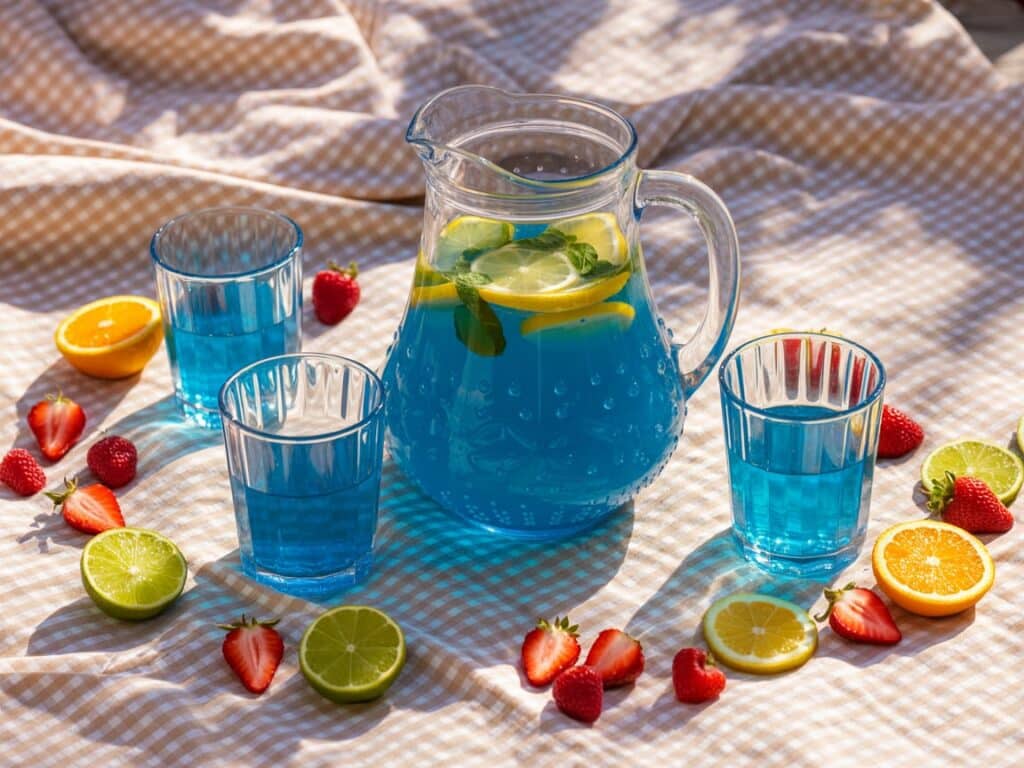 Blue Raspberry Lemonade – The Best 9-Part Guide to This Refreshing Summer Classic 5 pitcher of blue raspberry lemonade with lemon and mint for summer